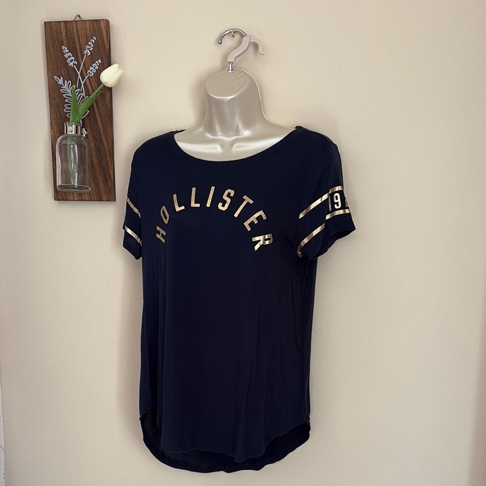 Hollister Blue and Gold Short Sleeve Tee